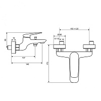Paini Laguna Смеситель для ванны, на 2 отверстия, излив 14,6 см, цвет: хром LACR111