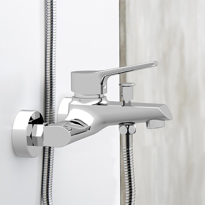 Paini Messina Смеситель для ванны, на 2 отверстия, излив 15,9 см, цвет: хром MECR111