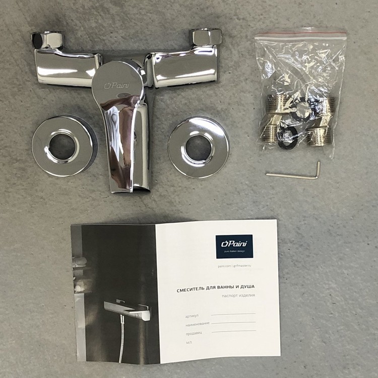 Paini Messina Смеситель для ванны, на 2 отверстия, излив 15,9 см, цвет: хром MECR111