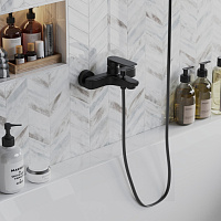 Paini Nove Смеситель для ванны, на 2 отверстия, излив 14,5 см, цвет: черный матовый 09YO111