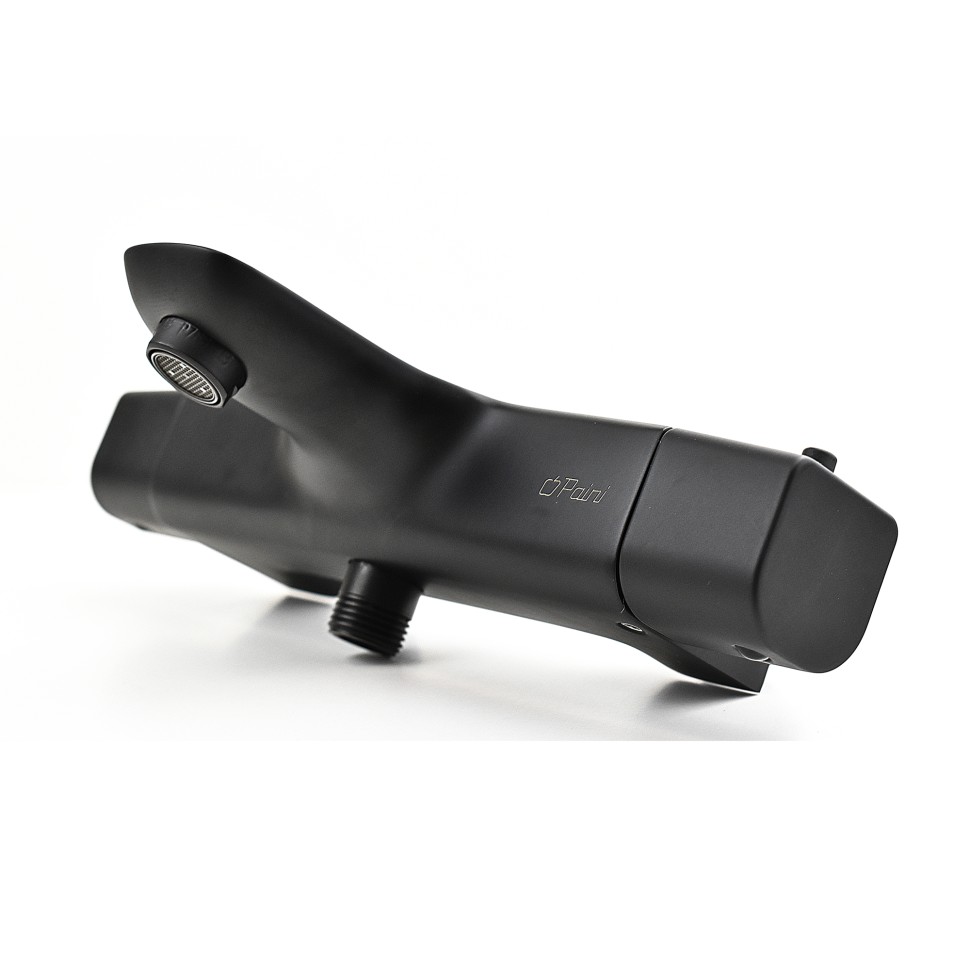 Paini Nove Смеситель для ванны с термостатом, на 2 отверстия, излив 17,6 см, цвет: черный матовый 09YO111TH