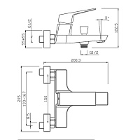 Paini Torre Смеситель для ванны, на 2 отверстия, излив 18 см, цвет: черный матовый 98YO111