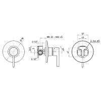 Paini Brera Cмеситель для душа встраиваемый, с внутренней частью, цвет: золото брашированное 74PJ690