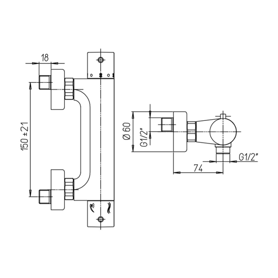 Paini Cox Смеситель для душа с термостатом, цвет: черный брашированный 78PZ511TH
