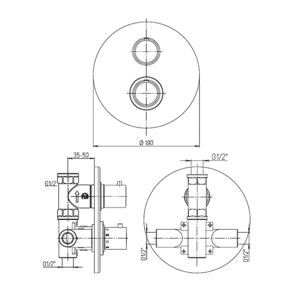 Paini Cox Смеситель для душа встраиваемый, термостат, с внутренней частью, цвет: хром 78CR690TH