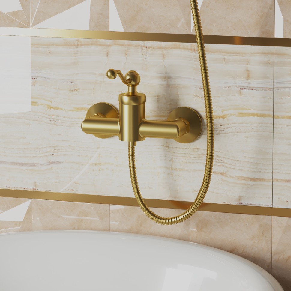 Paini Duomo Смеситель для душа на 2 отверстия без излива, цвет: золото брашированное 88PJ511