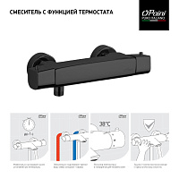 Paini Nove Смеситель для душа с термостатом на 2 отверстия, без излива, цвет: черный матовый 09YO511TH