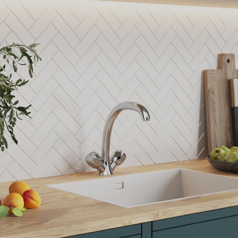 Paini Monoflow Смеситель для кухни с поворотным изливом, высота излива 19,5 см, цвет: хром AF182