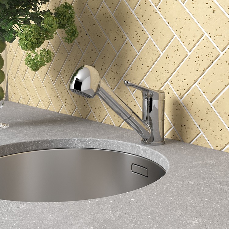 Paini Pilot Смеситель для кухни с выдвижным изливом, длина излива 20,5 см, цвет: хром 04CR568RU