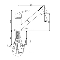 Paini Pilot Смеситель для кухни с выдвижным изливом, длина излива 20,5 см, цвет: хром 04CR568RU