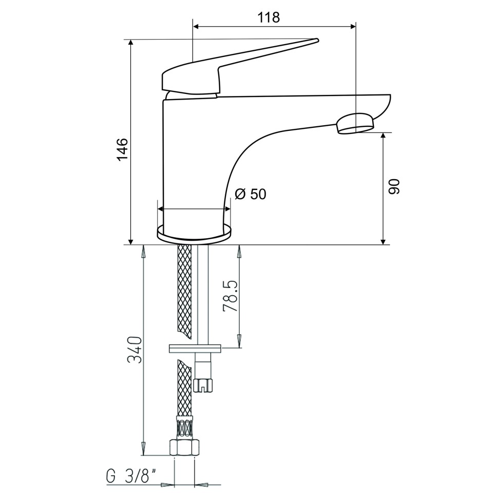 Paini Laguna Смеситель для раковины, высота излива 9 см, без донного клапана, цвет: черный матовый LAYO205