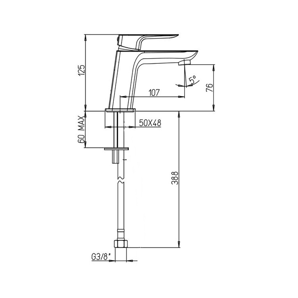 Paini Nove Смеситель для раковины, высота излива 7,6 см, без донного клапана, цвет: черный матовый 09YO205