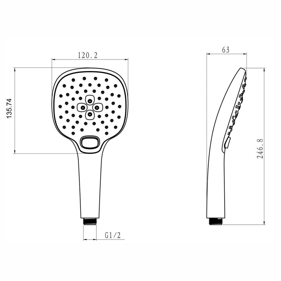 Paini Pescara Душевая лейка 3 режима, цвет: хром PSCR155F3D120