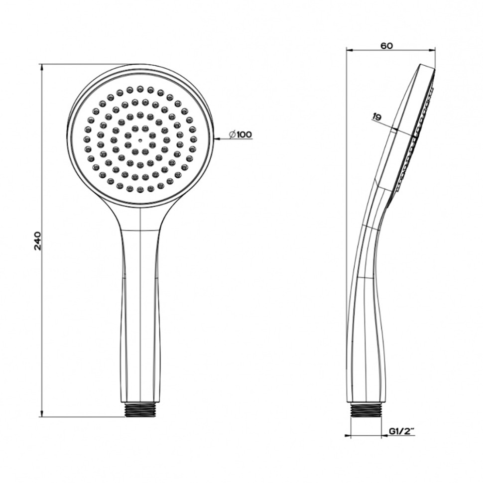 Paini Torino Душевая лейка, 1 режим, латунь, цвет: черный матовый TRYO155