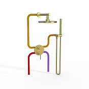 Paini Cox Душевой комплект встраиваемый - смеситель, излив, верхний и ручной душ, цвет: золото браш 78PJSET26911SH