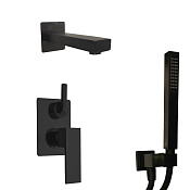 Paini Grazia Душевой комплект встраиваемый - смеситель, излив, ручной душ, шланг, цвет: черный браш 21PZSET26911BATH