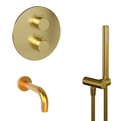 Paini Grazia Душевой комплект встраиваемый - смеситель, ручной душ, термостат, цвет: золото браш 78PJSET26911THBATH