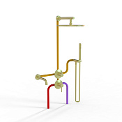 Paini Cox Душевой комплект встраиваемый - смеситель, излив,  верхний и ручной душ, цвет: золото браш 78PJSET36911SHBATH