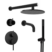 Paini Cox Душевой комплект встраиваемый - смеситель, излив, верхний и ручной душ, цвет: черный браш 78PZSET36911SHBATH