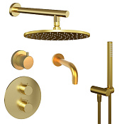 Paini Cox Душевой комплект встраиваемый - смеситель, верхний и ручной душ, шланг, цвет: золото браш 78PJSET36911THSHBATH