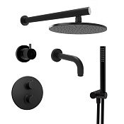 Paini Cox Душевой комплект встраиваемый - смеситель, душ, термостат, цвет: черный брашированный 78PZSET36911THSHBATH
