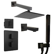 Paini Grazia Душевой комплект встраиваемый - верхний и ручной душ, термостат, цвет: черный браш 21PZSET36911THSHBATH