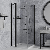 Paini Cox Душевое ограждение 90х90 см, квадратное, распашное, универсальное, цвет: черный матовый 78YO9090