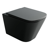 Ceramicanova Union Унитаз подвесной 34х49 см, безободковый с крышкой, цвет: черный матовый CN4009TMB