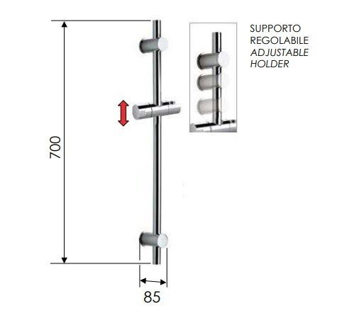 Remer Душевая штанга 70 см, цвет: cromo nero spazzolato 317GCFP