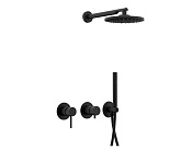 Remer X Style Душевой комплект: смеситель, верхний душ 20 см, лейка 1 режим, шланг, цвет: nero opaco X96S02NO