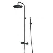 Paini Cox Душевая стойка: термостат, ручной душ, шланг, верхний душ 25 см, цвет: черный браш 78PZ689TH
