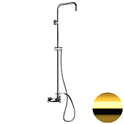 Remer Energy Душевая стойка: смеситель, штанга 167 см, шланг 150 см, цвет: oro lucido EY37ASSDDO