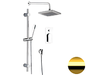 Remer Infinity Душевой комплект: смеситель, верхний душ 20 см, лейка, штанга 70 см, цвет: oro lucido I09S07ODO