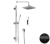 Remer Infinity Душевой комплект: смеситель, верхний душ 20 см, лейка, штанга 70 см, цвет: nero opaco I09S07ONO