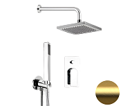Remer Infinity Душевой комплект: смеситель, верхний душ 20 см, лейка, шланг, цвет: oro spazzolato I09S08OBG