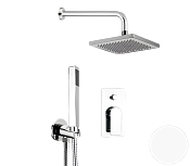 Remer Infinity Душевой комплект: смеситель, верхний душ 20 см, лейка, шланг, цвет: bianco opaco I09S08OBO