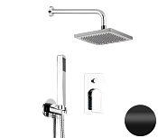 Remer Infinity Душевой комплект: смеситель, верхний душ 20 см, лейка, шланг, цвет: nero opaco I09S08ONO
