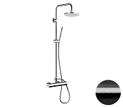 Remer Minimal Душевая стойка: смеситель, верхний душ 20 см, ручной душ, цвет: cromo nero spazzolato N37RX7MMM20CFP