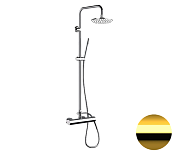 Remer Minimal Душевая стойка: смеситель, верхний душ 20 см, ручной душ, шланг, цвет: oro lucido N37RX7MMM20DO