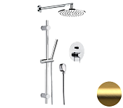 Remer X Style Душевой комплект: смеситель, верхний душ 20 см, штанга 70 см, цвет: oro spazzolato X09S01OBG