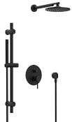 Remer X Style Душевой комплект: смеситель, верхний душ 20 см, лейка, штанга 70 см, цвет: nero opaco X09S01ONO