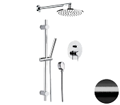 Remer X Style Душевой комплект: смеситель, верхний душ, штанга 70 см, цвет: cromo nero spazzolato X09S01OCFP