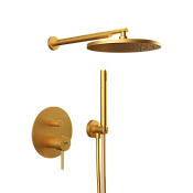 Remer X Style Душевой комплект: смеситель, верхний душ 20 см, лейка, шланг, цвет: oro spazzolato X09S02OBG