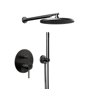 Remer X Style Душевой комплект: смеситель, верхний душ 20 см, лейка, цвет: cromo nero spazzolato X09S02OCFP