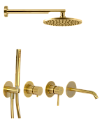 Remer X Style Душевой комплект: смеситель, верхний душ, лейка 1 режим, шланг, цвет: oro spazzolato X96D3SETBG