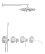 Remer X Style Душевой комплект: смеситель, верхний душ, лейка 1 режим, шланг, цвет: bianco opaco X96D3SETBO
