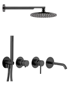 Remer X Style Душевой комплект: смеситель, верхний душ, лейка, шланг, цвет: cromo nero spazzolato X96D3SETCFP