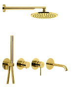 Remer X Style Душевой комплект: смеситель, верхний душ, лейка 1 режим, шланг, цвет: oro lucido X96D3SETDO