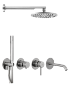 Remer X Style Душевой комплект: смеситель, верхний душ, лейка 1 режим, шланг, цвет: visual inox X96D3SETXV