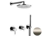 Remer X Style Душевой комплект: смеситель, верхний душ 20 см, лейка, шланг, цвет: visual inox X96S02OXV